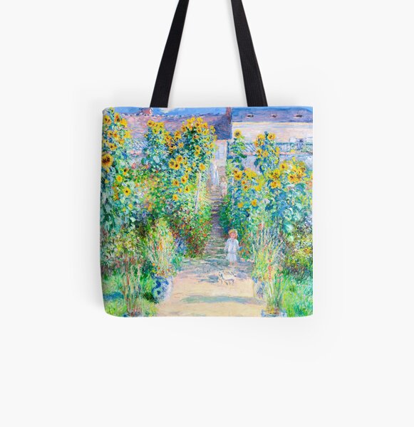 Claude Monet Gardens vertical tote shopper bag