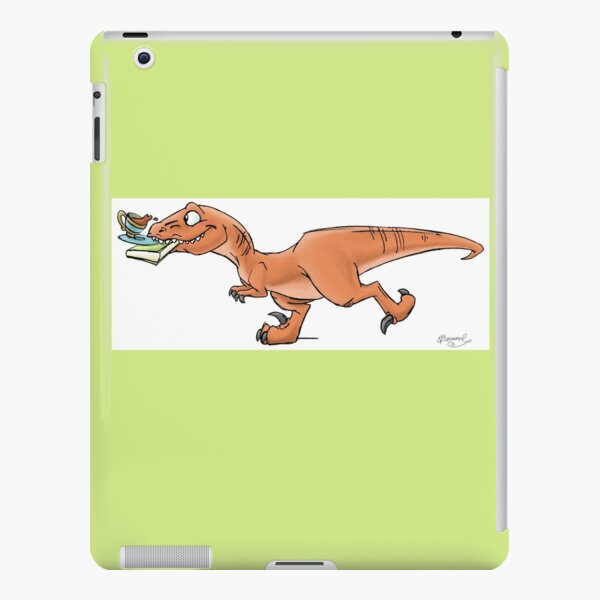 Raptor Tea and Book Fetch! from Mom Needs a Dinosaur! Book - Green Background iPad Snap Case
