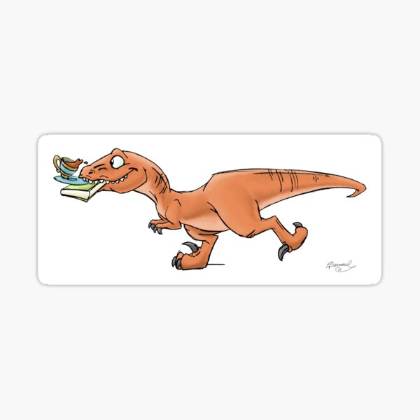 Raptor Tea and Book Fetch! from Mom Needs a Dinosaur! Book - Green Background Sticker
