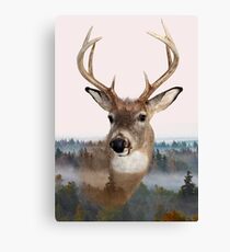 Whitetail Deer Double Exposure Canvas Print