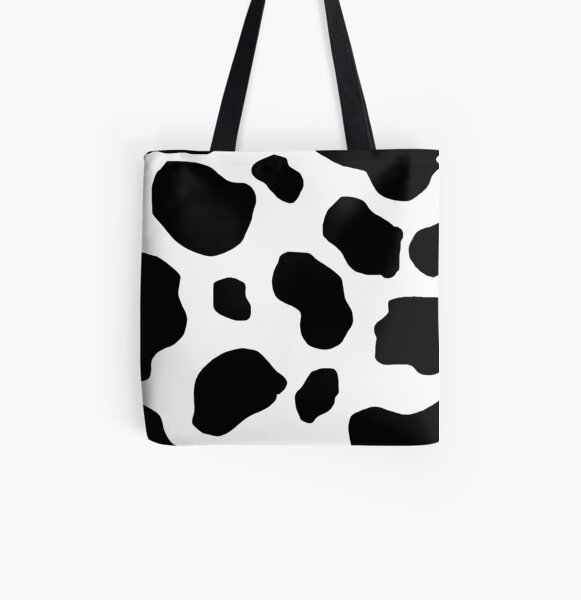 fluffy cow print tote bag