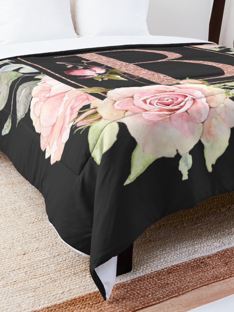 Alternative Ansicht von Roségold-Monogramm - B Tagesdecke