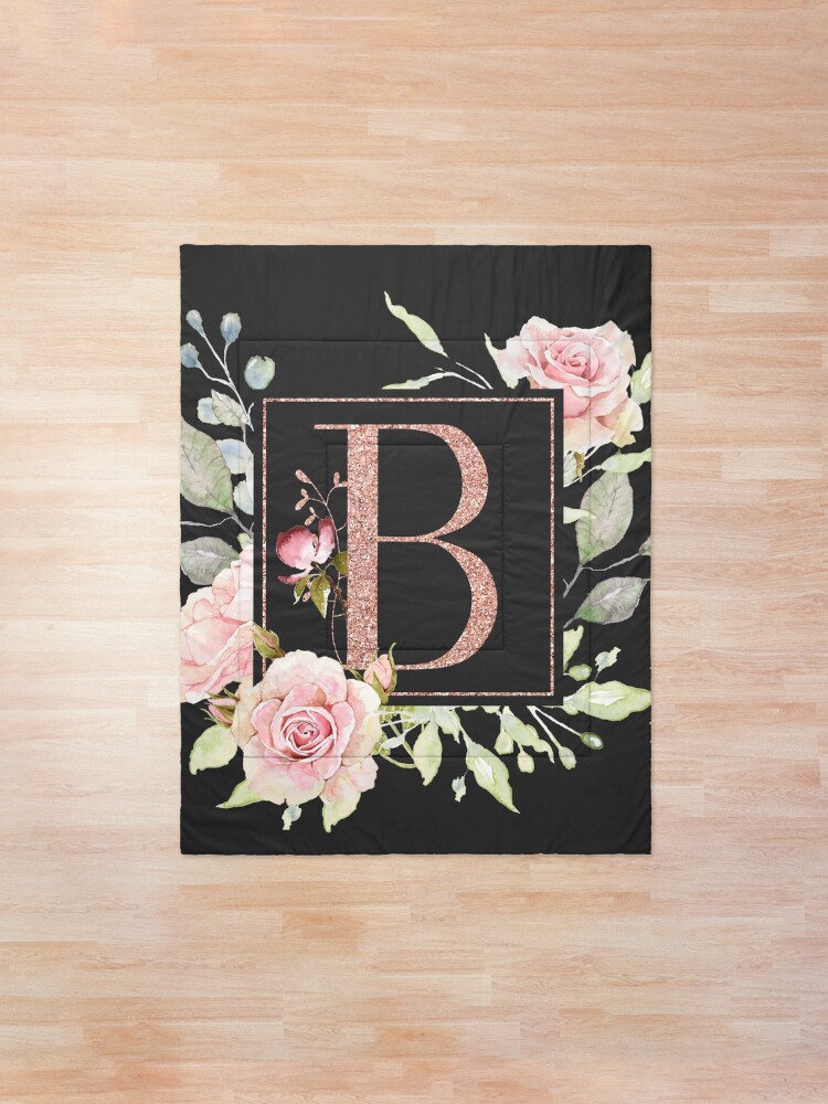 Alternative Ansicht von Roségold-Monogramm - B Tagesdecke