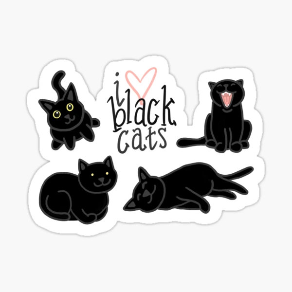 I Love My Black Cat Square Decal - U.S. Custom Stickers