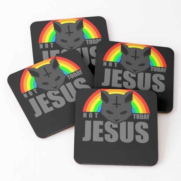 Item preview, Not Today Jesus Rainbow Satanic Cat Goth Gift designed and sold by Phaedra Jones.