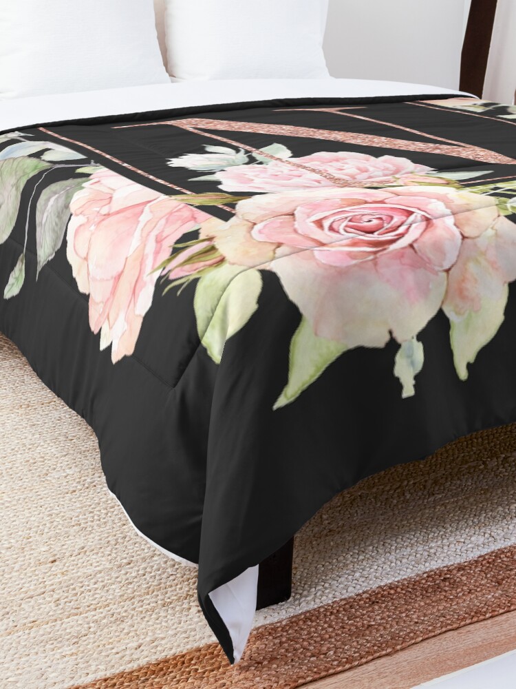 Alternative Ansicht von Roségold-Monogramm - N Tagesdecke