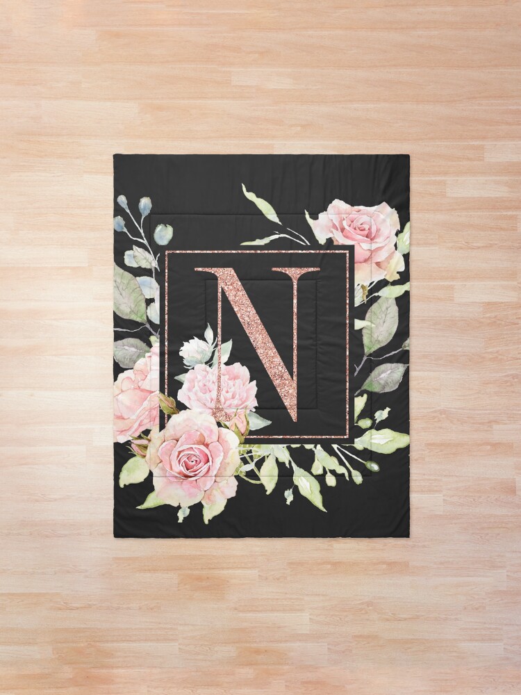 Alternative Ansicht von Roségold-Monogramm - N Tagesdecke