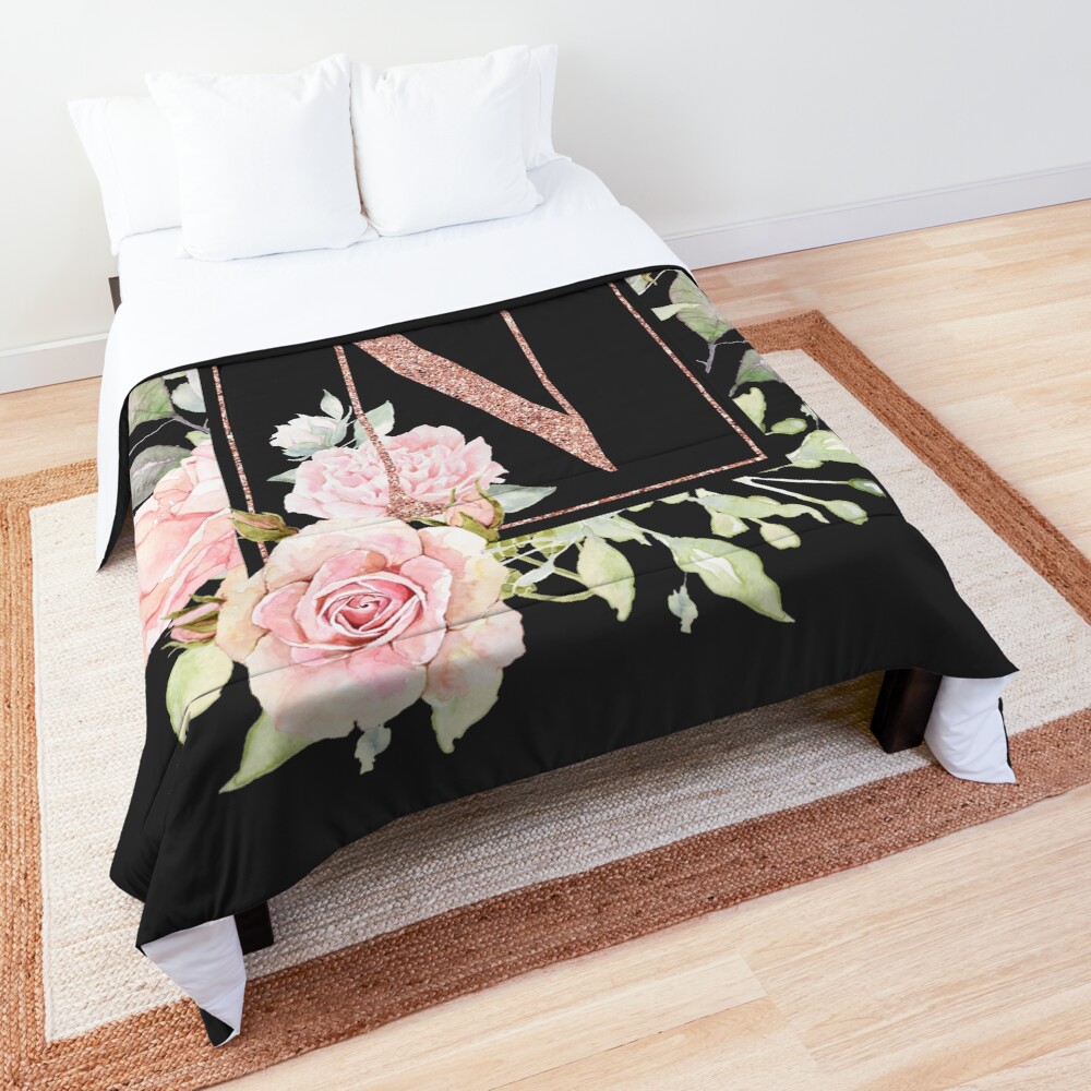 Roségold-Monogramm - N Tagesdecke