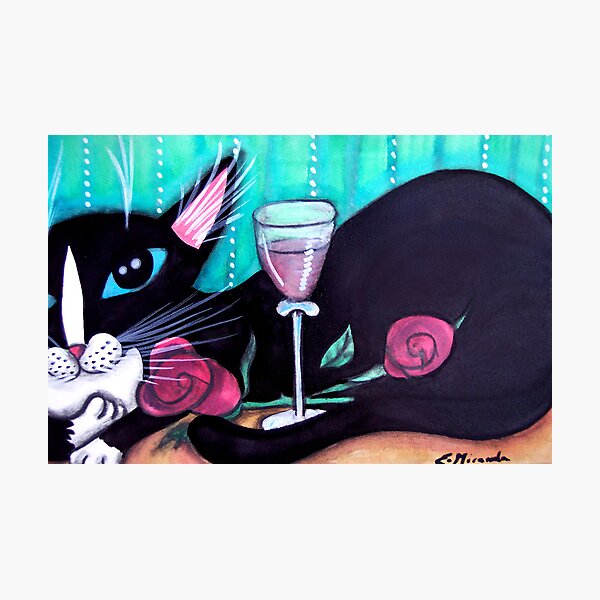 Item preview, Tuxedo Cat Wine and Roses designed and sold by dreamlyn.