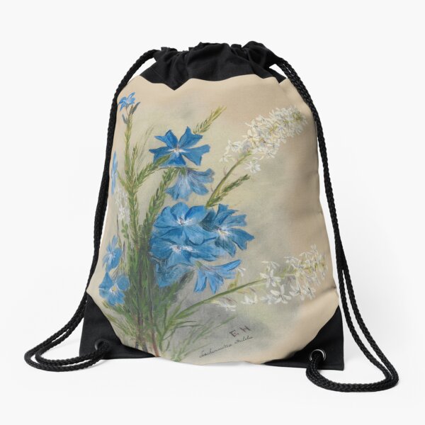 Western Australia wild flower Blue Leschenaultia - Lechenaultia Biloba State Library of Western Australia Drawstring Bag