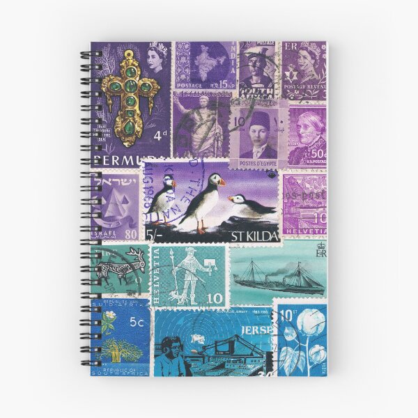 Item preview, Puffin Island - postage stamp collage seascape designed and sold by tanglecrafts.