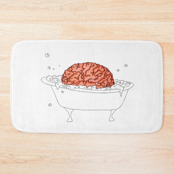 Item preview, Brain in a Tub - Bubble Bath - simple drawing white background designed and sold by Natasha Kolton.
