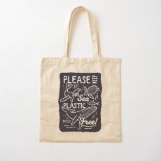 Please Keep Our Sea Plastic Free - Marine Animals Cotton Tote Bag