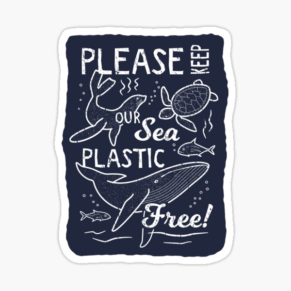 Please Keep Our Sea Plastic Free - Marine Animals Sticker