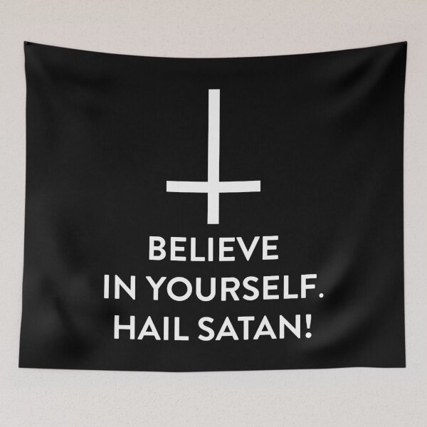 Item preview, Believe In Yourself Hail Satan Inverted Cross designed and sold by Isolde Gravieraine.