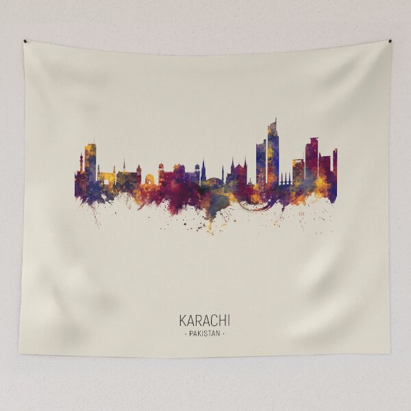 Artikelvorschau, Karachi Pakistan Skyline entworfen und verkauft von ArtPrints.