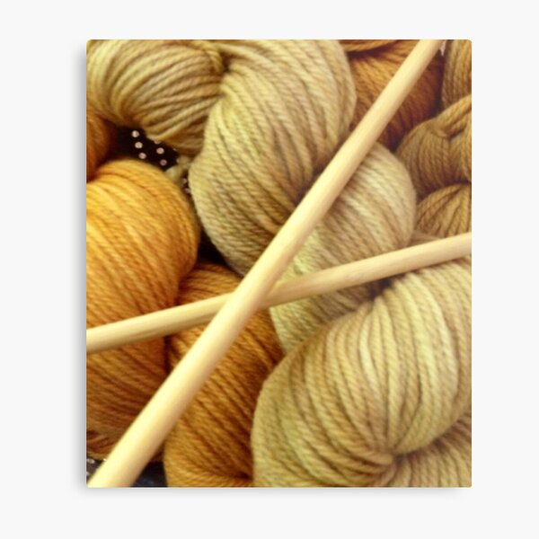 Hand Dyed Wool with Knitting Needles Metal Print