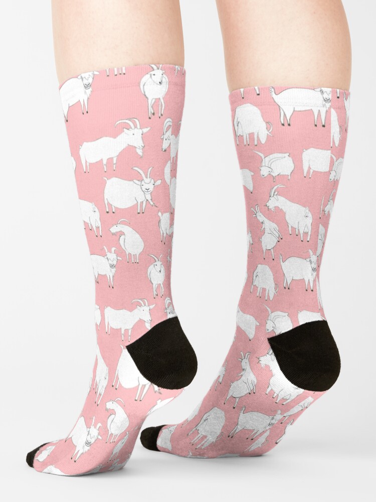 Alternate view of Goats Playing – Pink Socks