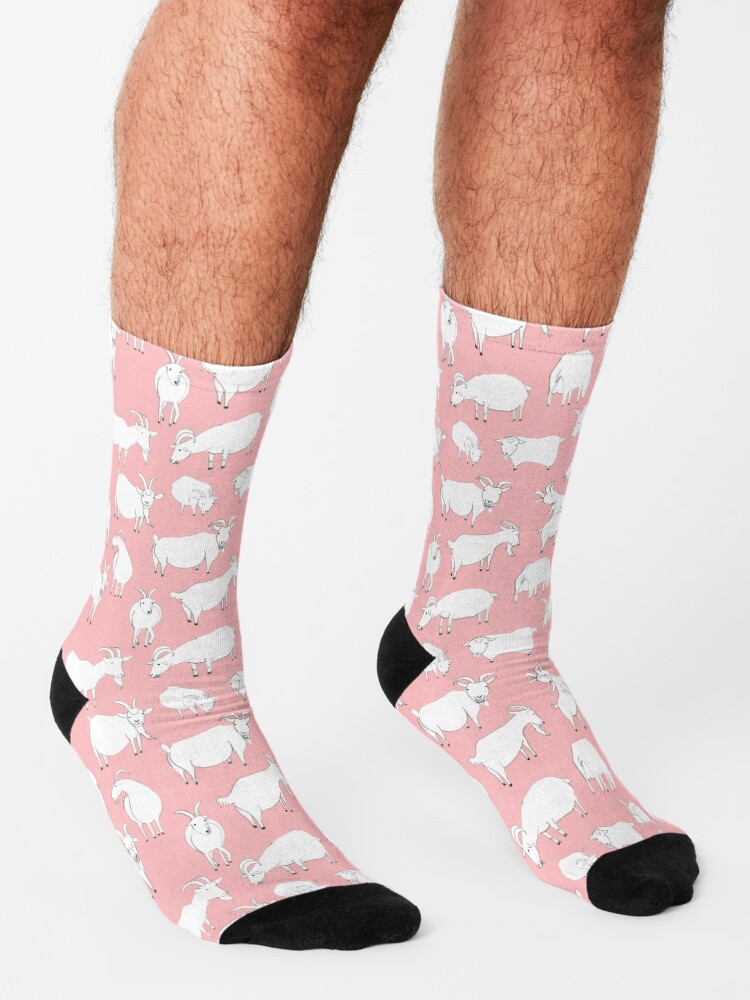 Alternate view of Goats Playing – Pink Socks