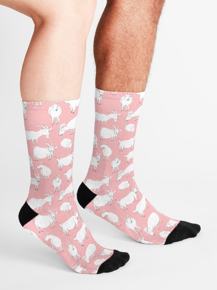 Alternate view of Goats Playing – Pink Socks
