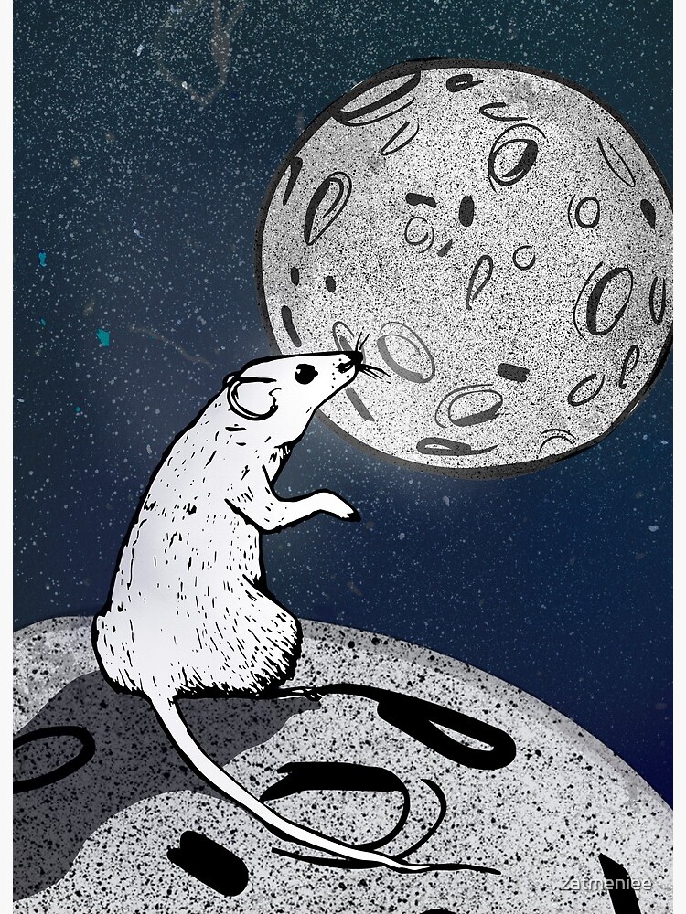 Lámina rígida for Sale con la obra «El ratón mira a la luna, que parece  queso» de zatmeniee | Redbubble