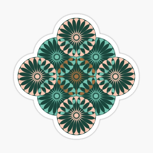 Spanish Tile - Entwined - Pink, Bronze, Teal Sticker