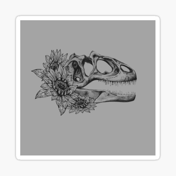 Grey Allosaurus With Sunflowers Sticker By Kenlee1998 Redbubble