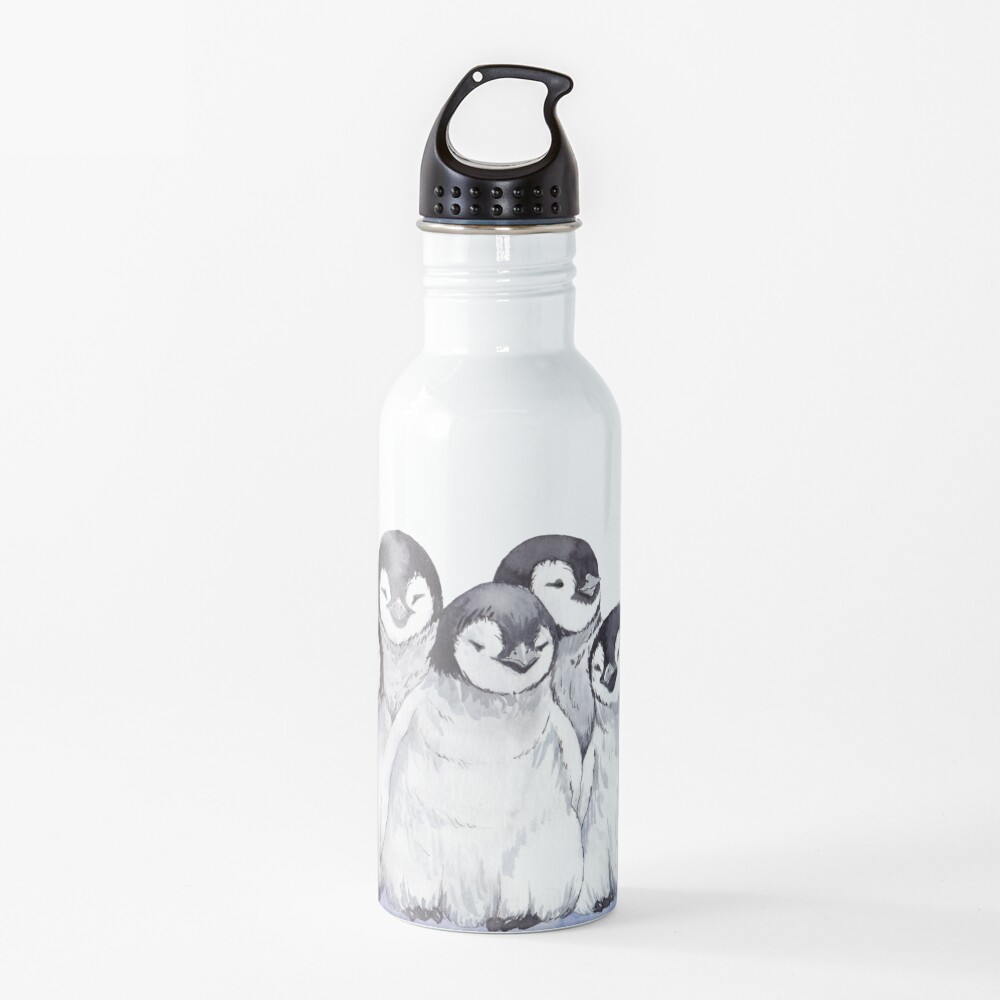 Cute gray baby penguins Water Bottle