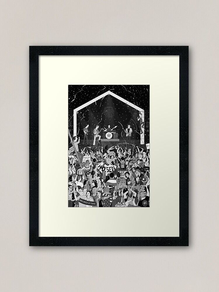 Die Toten Hosen In Concert Black And White Framed Art Print By Solrossi Redbubble