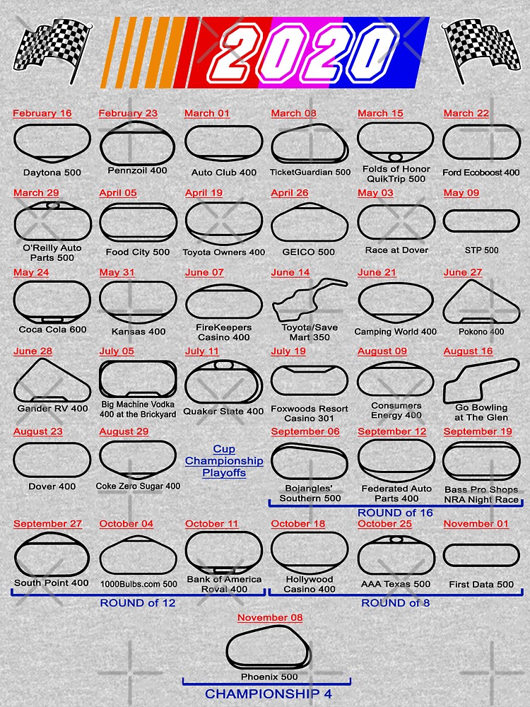 Schedule Nascar Cup Series 2020 white by ideasfinder