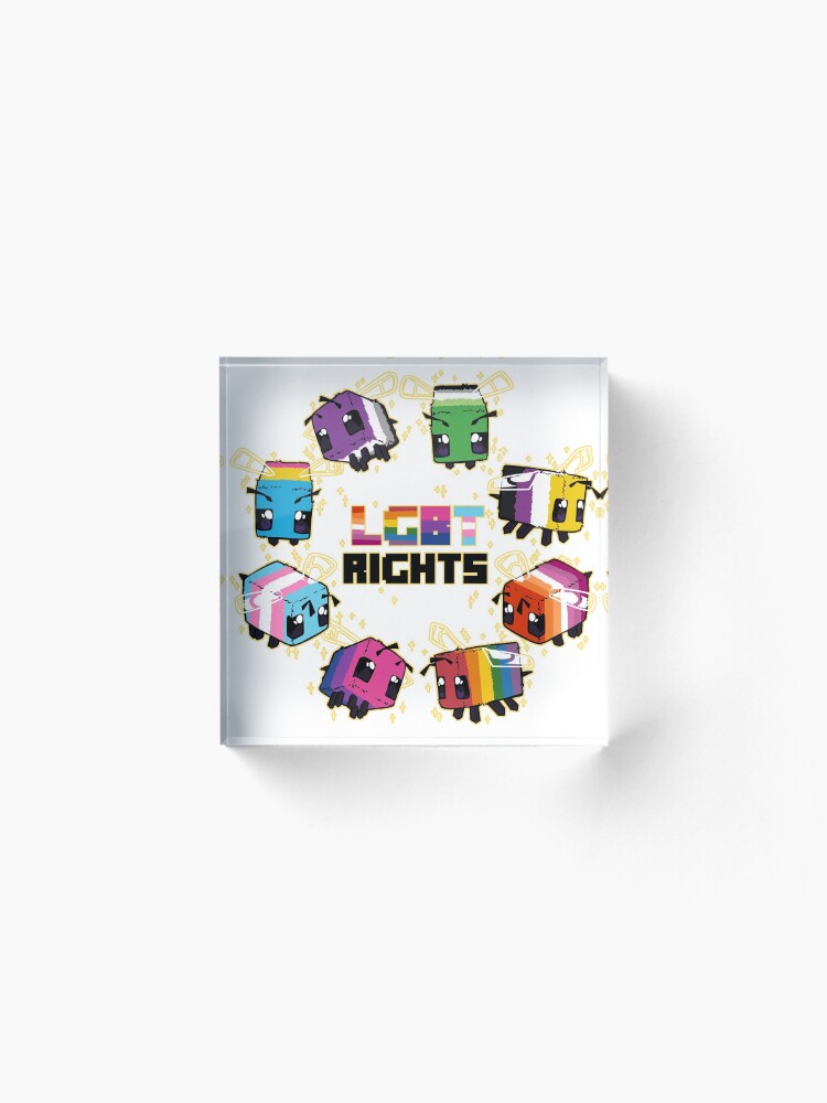 "LGBT Minecraft Bees" Acrylic Block by smnius Redbubble