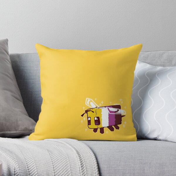 Non-Binary Pride Minecraft Bee Throw Pillow
