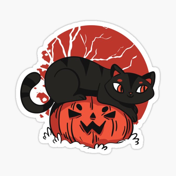 Black Cat Halloween Sticker