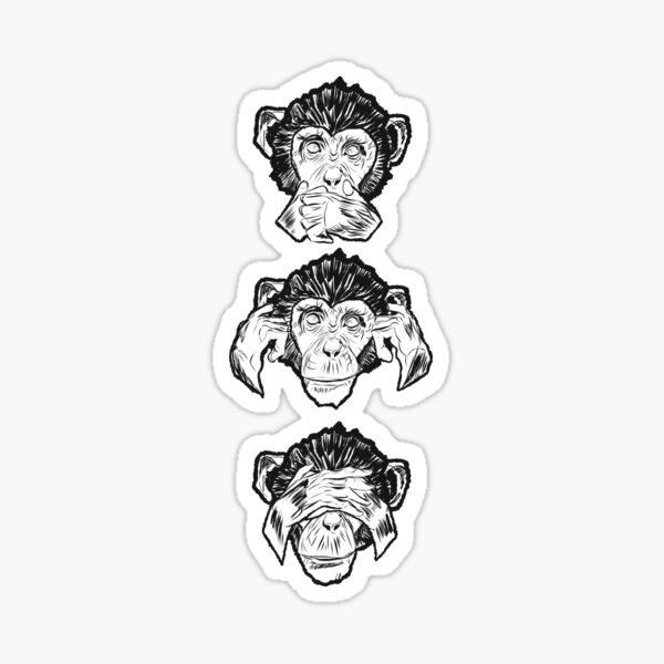 "The three monkeys / 3 monkeys" Sticker by Freetea Redbubble