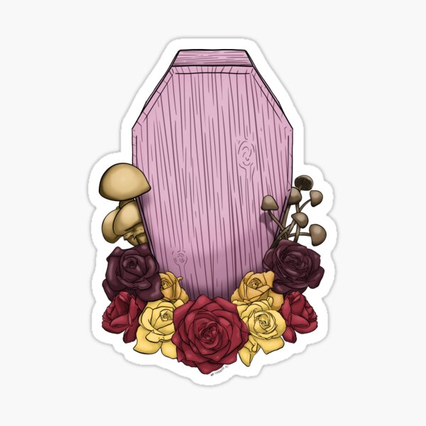 Powder Pink Coffin Sticker
