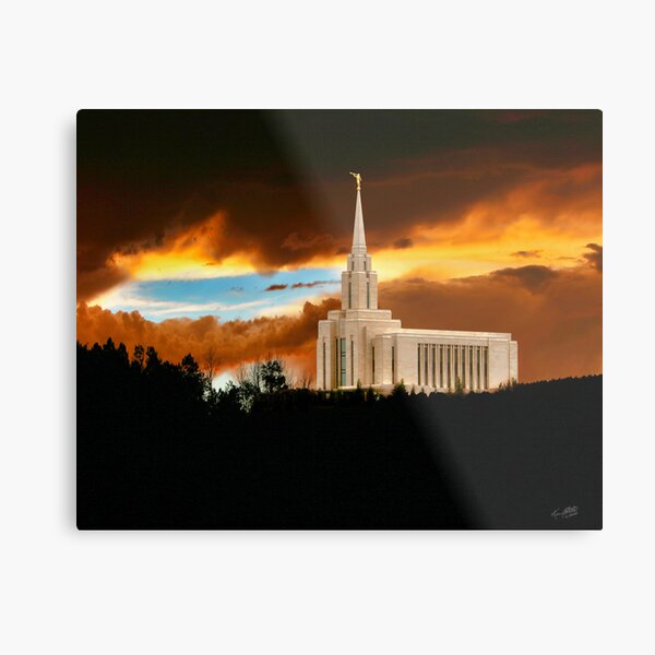 Oquirrh Mountain Temple Dark Sunset 20x24 Metal Print