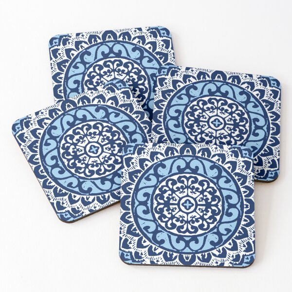 Item preview, Southwestern Sun Mandala Batik, Navy Blue & White  designed and sold by Marymarice.