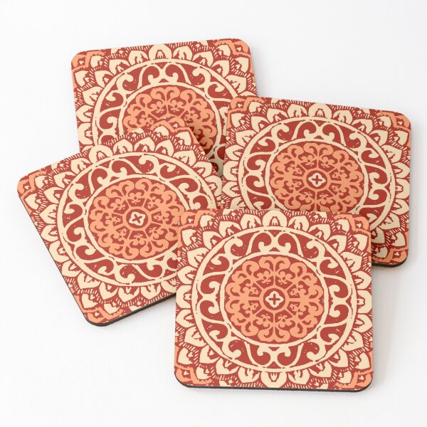 Item preview, Southwestern Sun Mandala Batik, Coral Orange   designed and sold by Marymarice.
