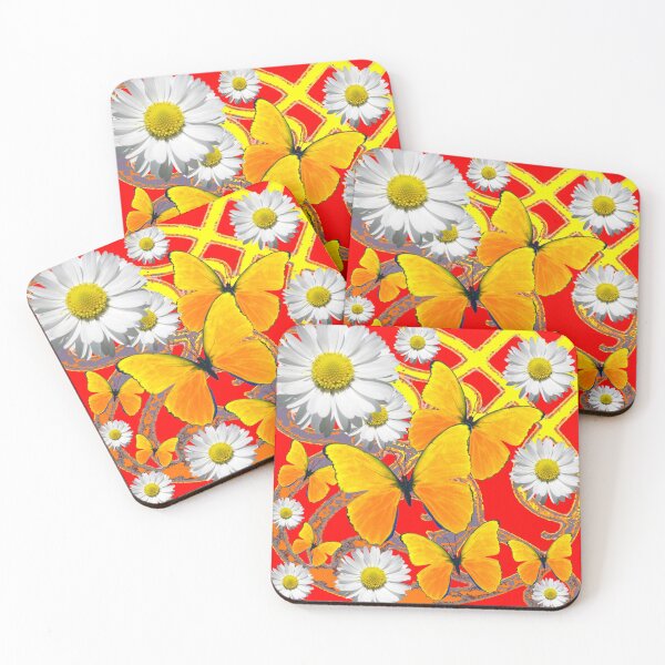 Item preview, MODERN ART WHITE DAISIES RED ABSTRACT designed and sold by sharlesart.