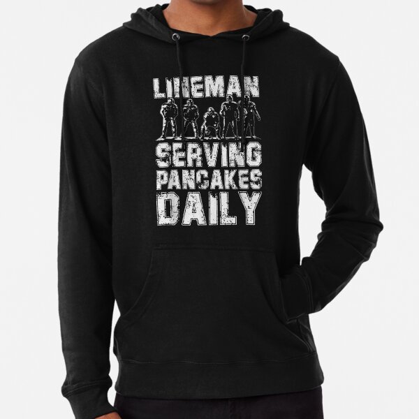 "Mens Football Lineman Serving Pancakes Daily " Lightweight Hoodie for