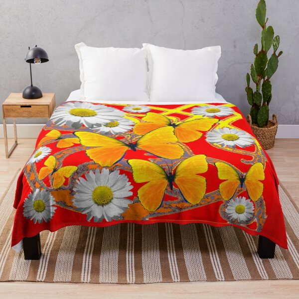 Item preview, MODERN ART WHITE DAISIES RED ABSTRACT designed and sold by sharlesart.