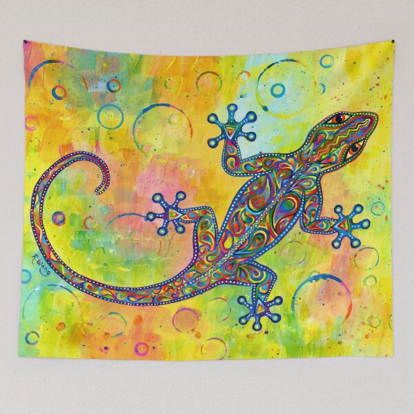 Item preview, Electric Groovy Gecko Psychedelic Paisley Lizard designed and sold by Rebecca Wang.