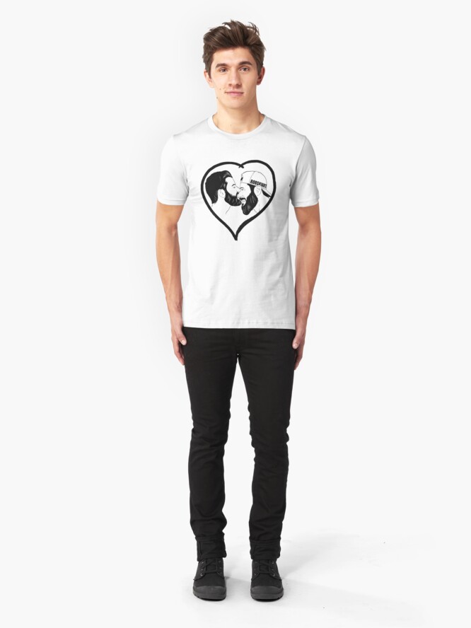 Alternate view of Love is Love - the kiss - black lines Slim Fit T-Shirt