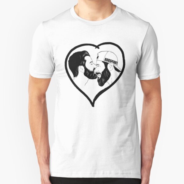 Love is Love - the kiss - black lines Slim Fit T-Shirt