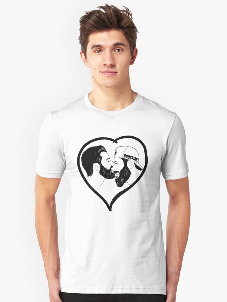 Alternate view of Love is Love - the kiss - black lines Slim Fit T-Shirt