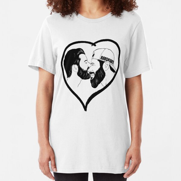 Love is Love - the kiss - black lines Slim Fit T-Shirt