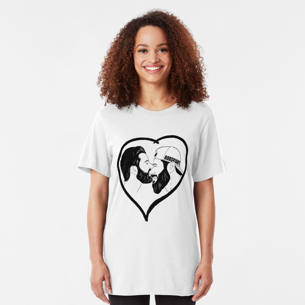 Love is Love - the kiss - black lines Slim Fit T-Shirt