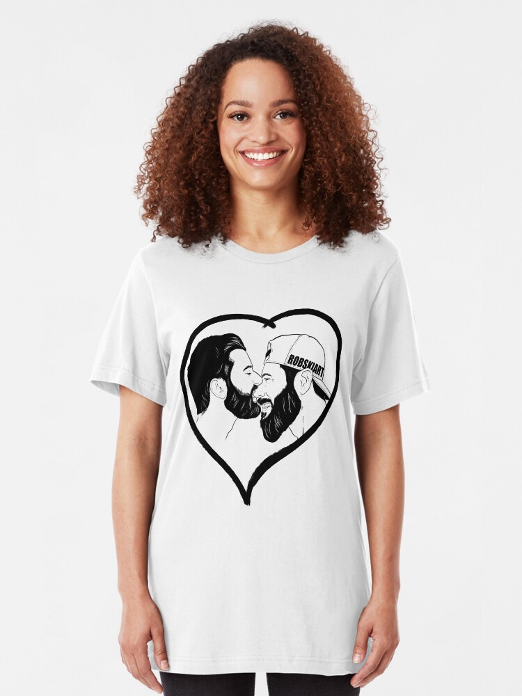 Alternate view of Love is Love - the kiss - black lines Slim Fit T-Shirt