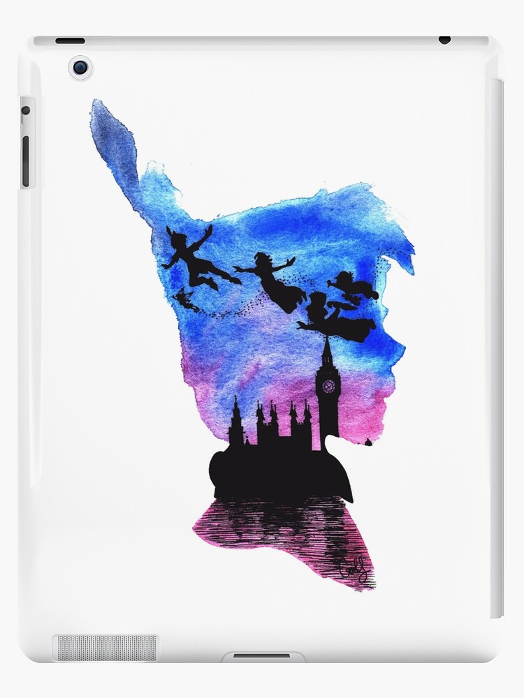 watercolor Peter Pan silhouettes and shadows | iPad Case & Skin