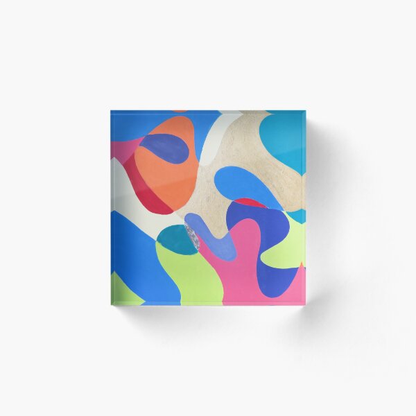 Rainbow Waves Acrylic Block